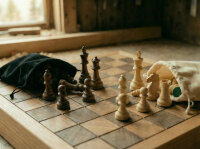 Stealth Chess - Schachbrett mit Geheimfach - Schachbrett & Figuren - Eiche Natur