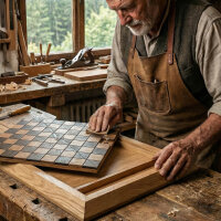 Stealth Chess - Schachbrett mit Geheimfach - Schachbrett & Figuren - Eiche Natur